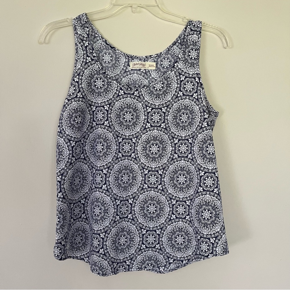 Faded Glory Blue Patterned Tank Top